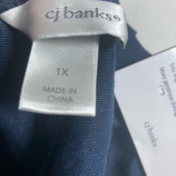 CJ Banks Navy Linen Blend Pull on Drawstring Capris Sz 1x NWT - Picture 8 of 9